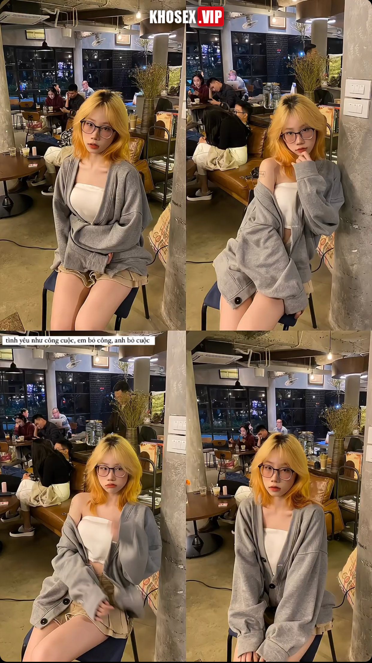 Dẫn thằng bạn về some em gái tóc vàng kính cận đến tê cặc - Hình 01